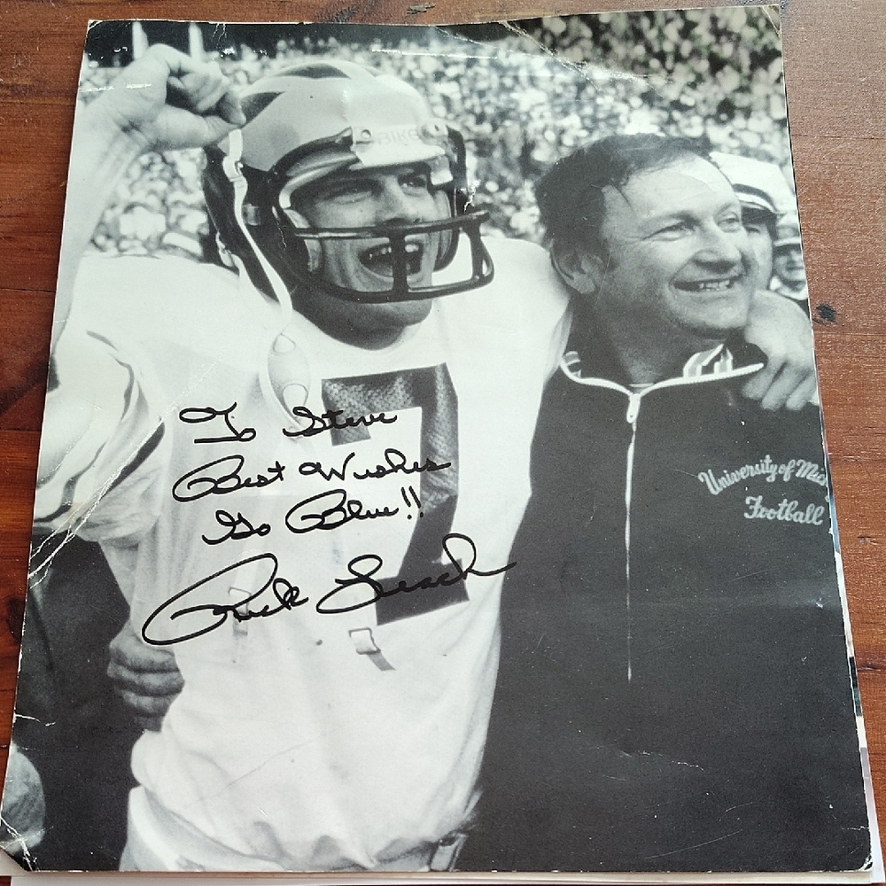 Autographed Vintage Football Photo — Black & White Rick Leach